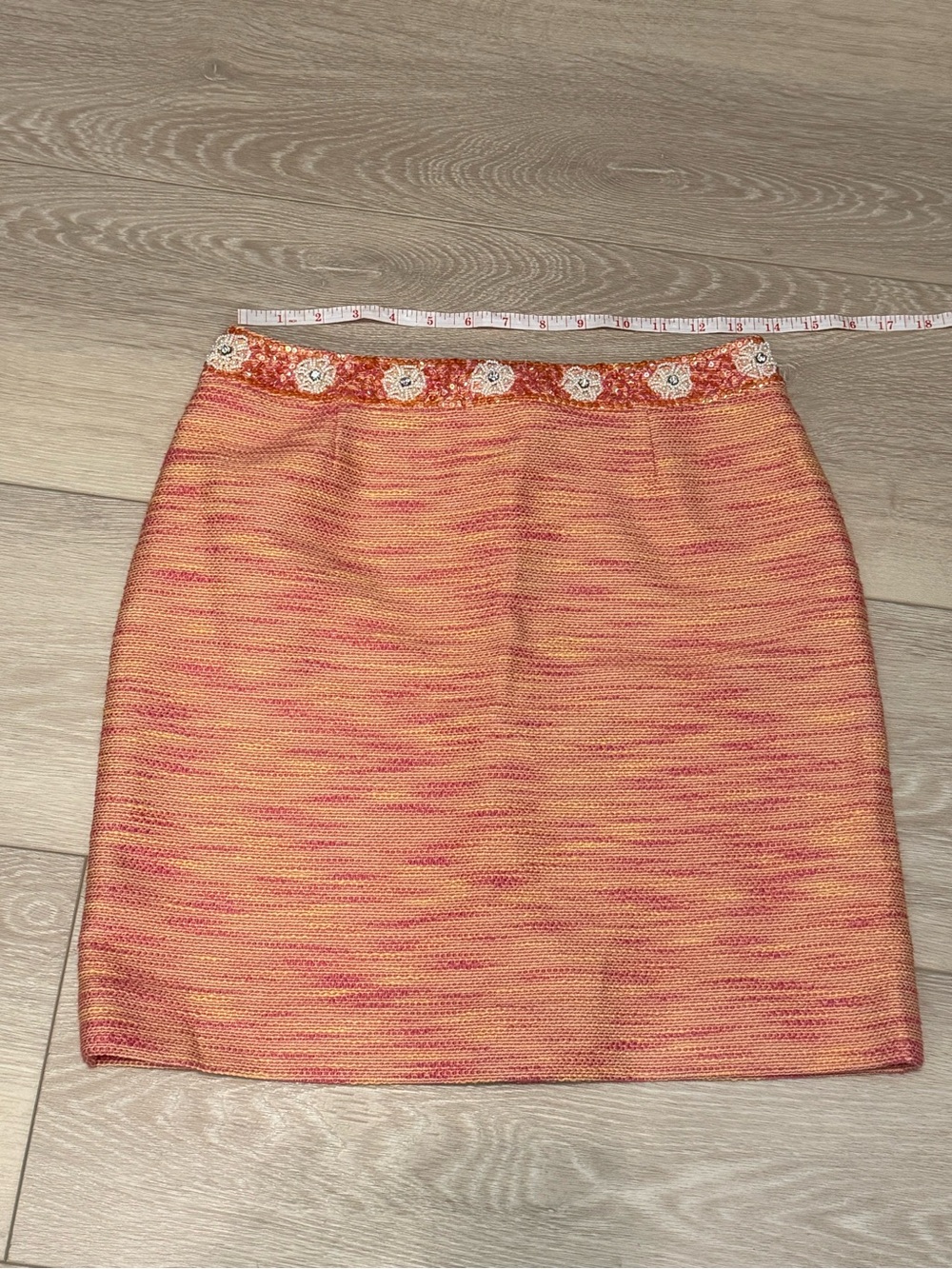 Teri Jon Pink and Orange Tweed A-Line Mini Skirt - Picture 3 of 7